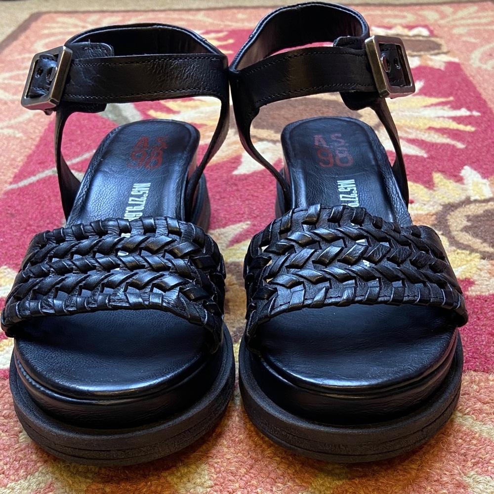 A.S.98 Black Leather Sandals